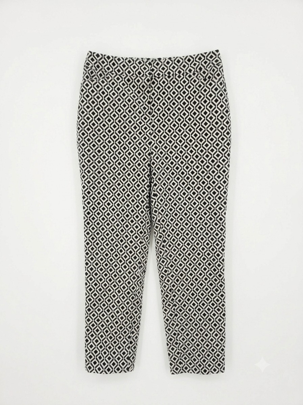 Black & White Geometric Ponte Ankle Pants